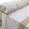 DON DESCANSO – Juego de Sábanas y Fundas de Almohada Maia. Estampado lunares Beige. Diferentes medidas