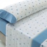 DON DESCANSO–Juego de Sábanas y Fundas de Almohada Maia. Estampado lunares Azul. Diferentes medidas