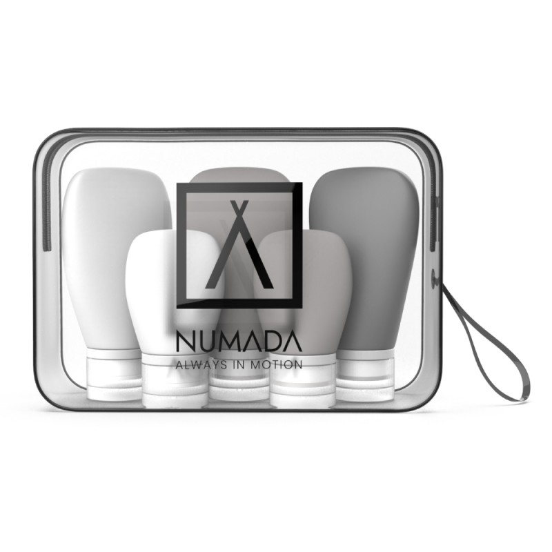 Numada Midweek A20 Neceser Transparente con 5 Botes de Silicona