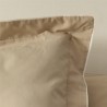 Don Descanso – Funda de Cojín 50x50 Algodón 100% 180 Hilos Beige con Ribete Blanco Suave, Fresca, Transpirable, Lavable a 30ºC