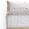 DON DESCANSO – Juego de Sábanas y Fundas de Almohada Maia. Estampado lunares Beige. Diferentes medidas