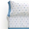 DON DESCANSO–Juego de Sábanas y Fundas de Almohada Maia. Estampado lunares Azul. Diferentes medidas